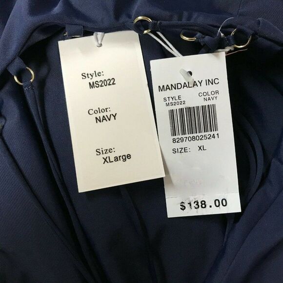 Mandalay Swimwear Navy One Piece Swimsuit Strappy Back V-Neck Sz XL  NEW - Picture 6 of 6